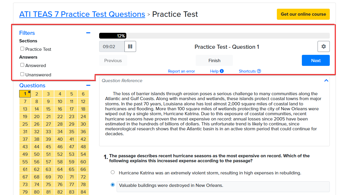 Test page controls area